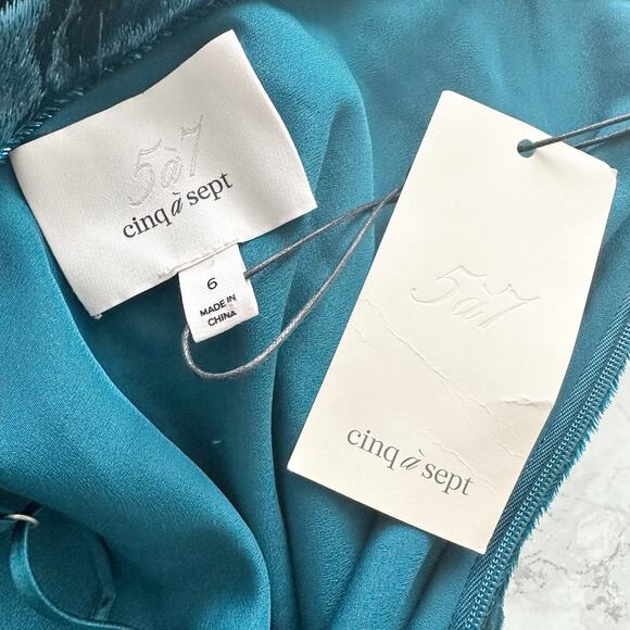 Cinq a Sept Shiny Astrid Mini Dress Women’s Size 6 Teal Topaz NEW - Picture 8 of 11